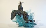 Kingfisher Splash - Bronze and Cast Glass with Silver